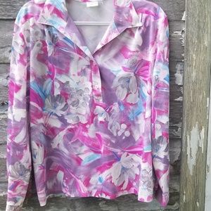 Vintage abstract Pink floral blouse